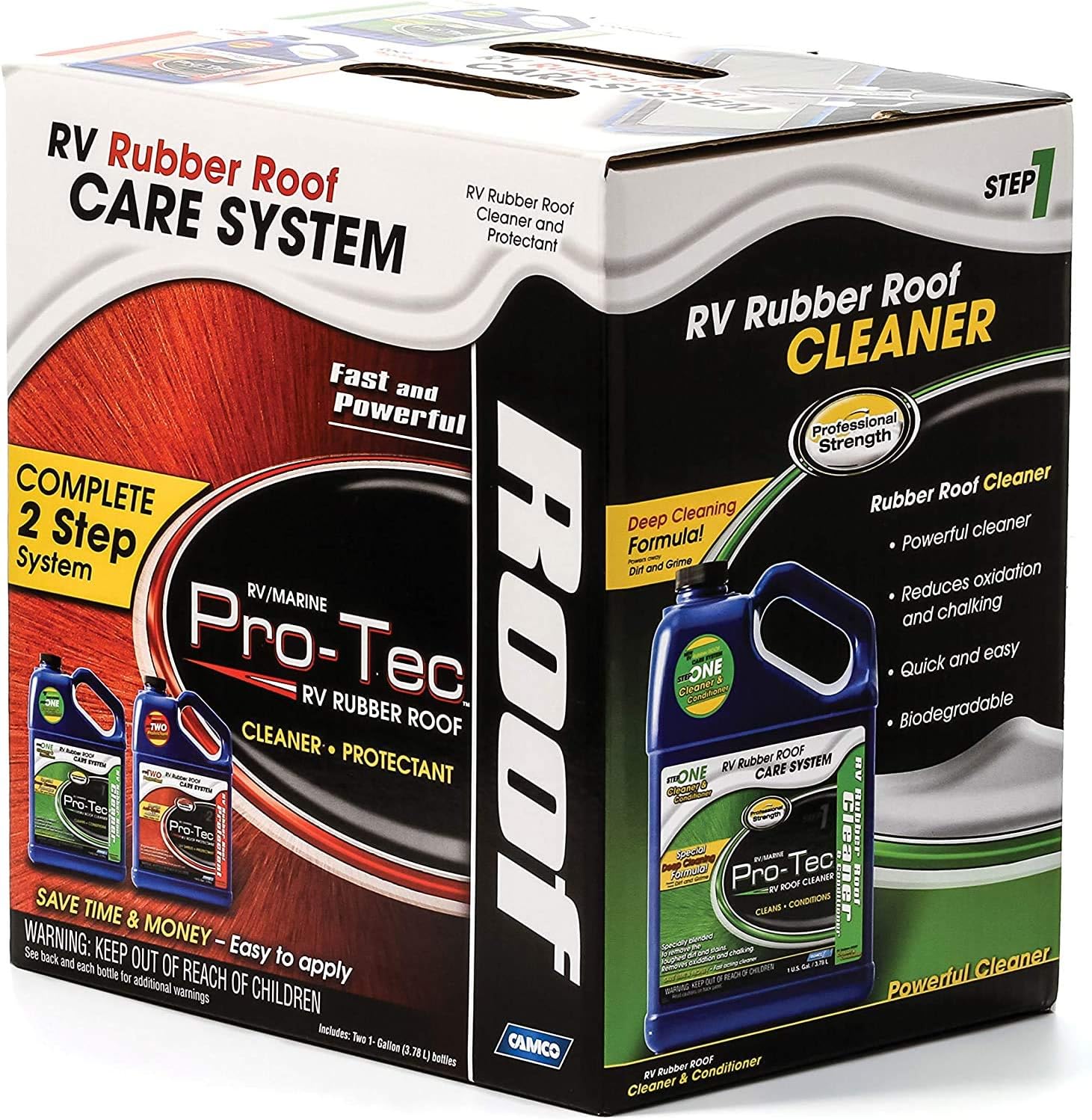 Camco ProTec RV Rubber Roof Care System Two Step Treatment Rids Dirt and Grime