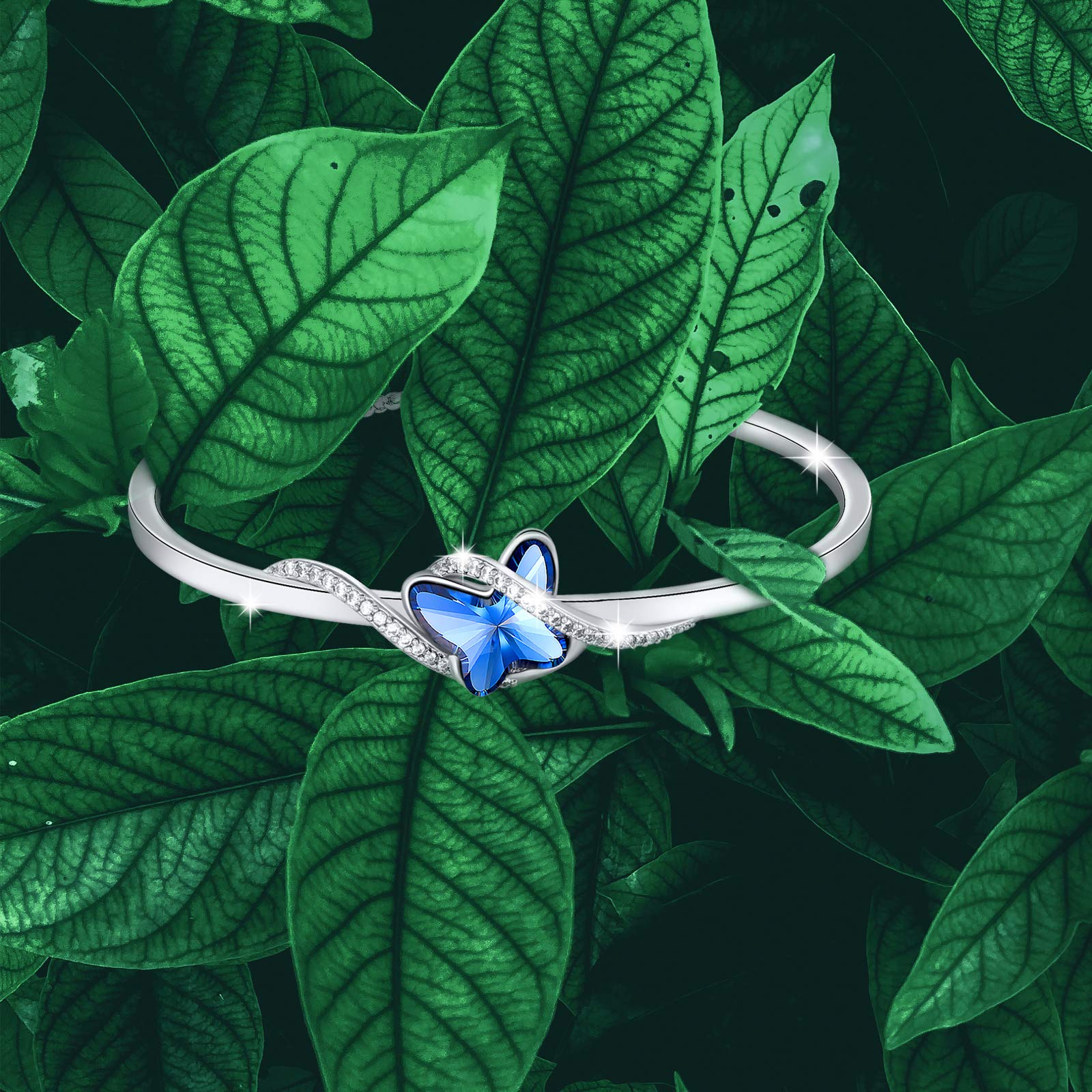 GEORGE · SMITH Bracciale in argento per donna, Bracciale regolabile Bracciale a farfalla in cristallo blu/viola - Regalo di Natale, anniversario, compleanno per donna con scatola