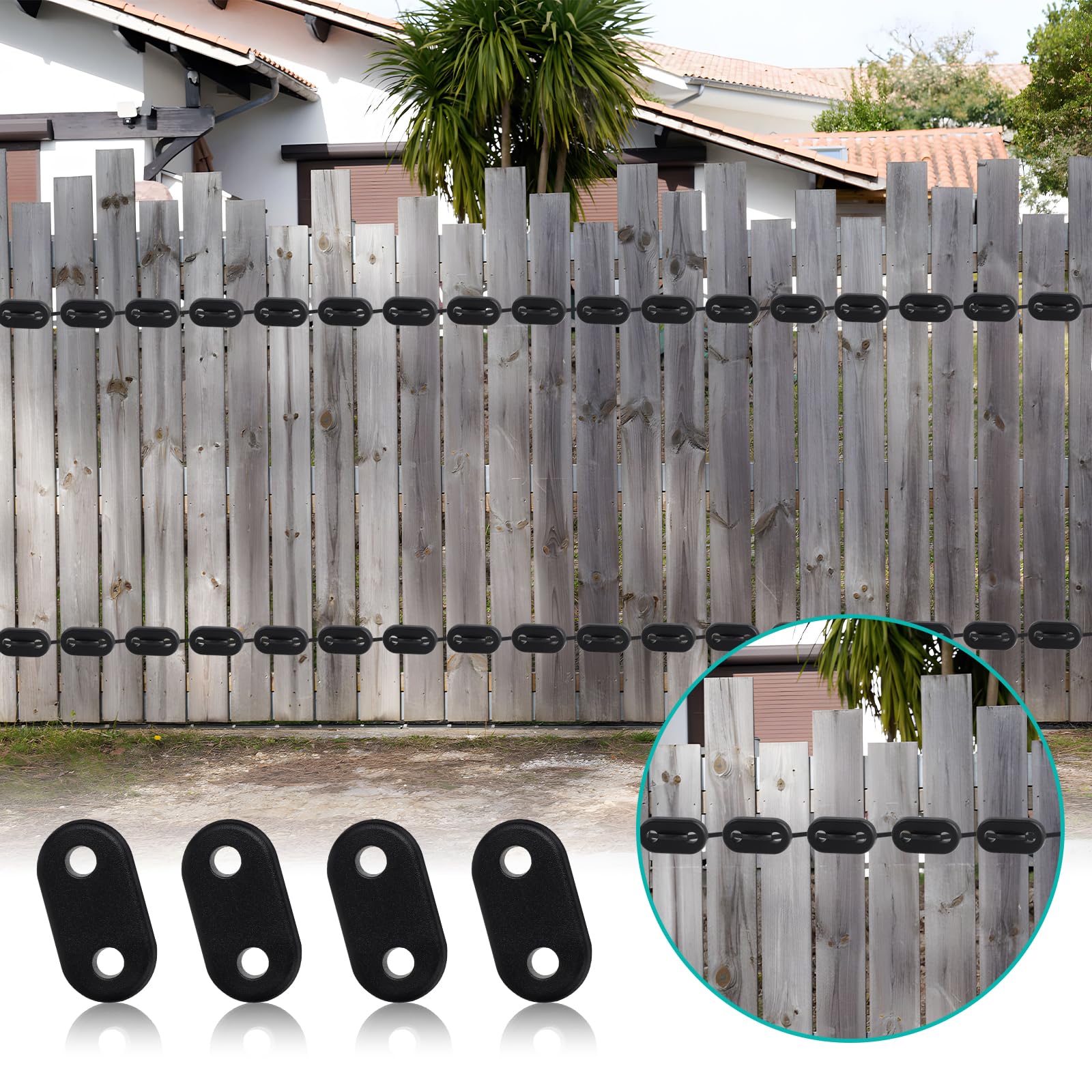 DBREAKS 210 Sets Kit de Fixation de Clôture Brise-Vue de Confidentialité en PVC Résistants à Intempéries, Clips de Montage en PVC, avec 210 Attaches de Câble, pour Pelouse Clôtures Jardin (Noir)