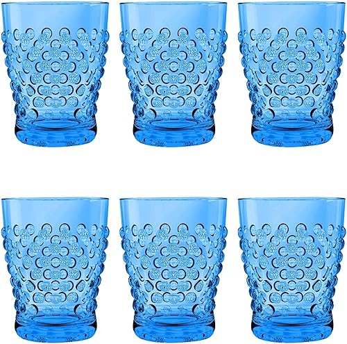 Miniatura 1 de TarHong Hobnail - Vasos de plástico de alta calidad, doble estilo antiguo, color azul