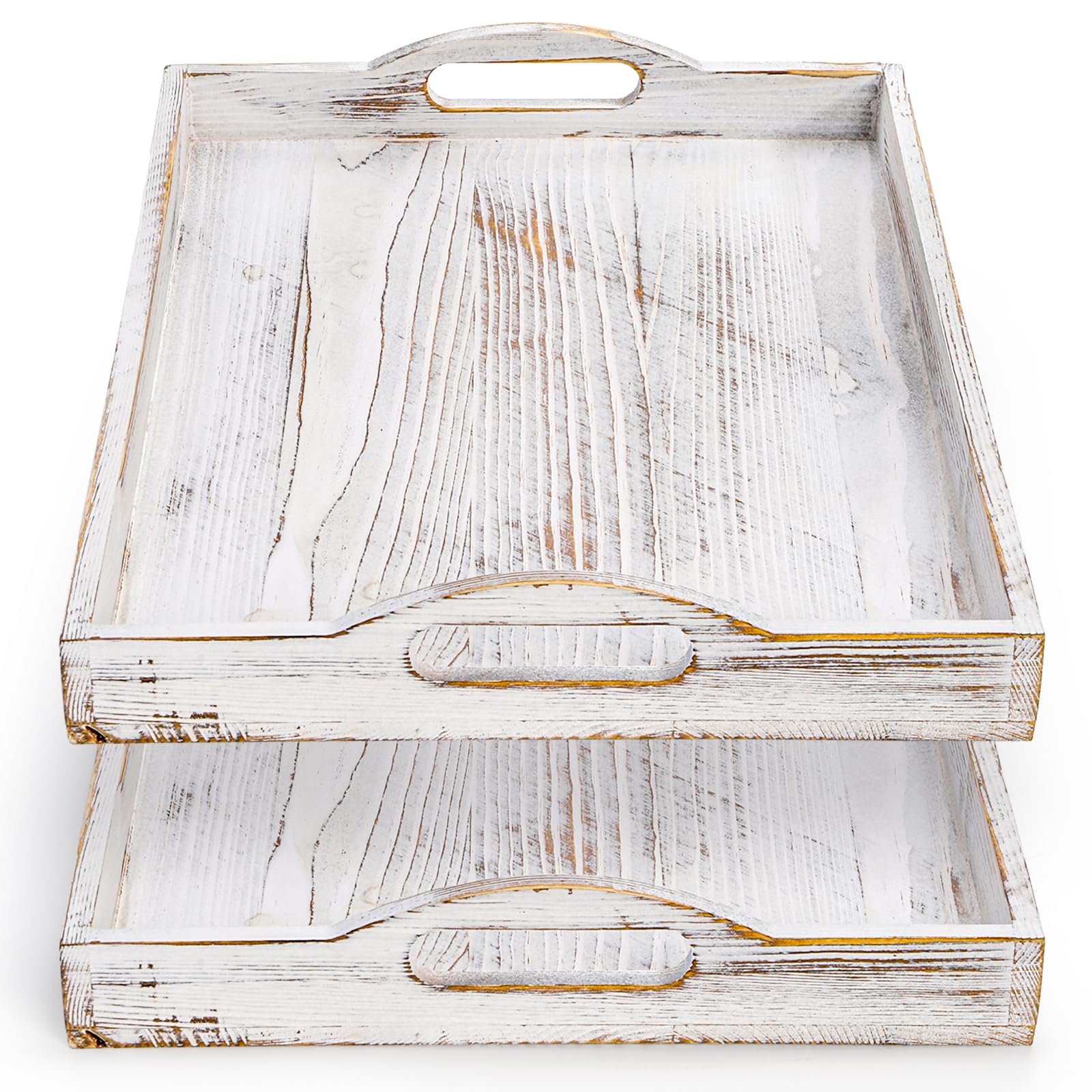 DEAYOU Bandeja de Madera para Servir, Bandeja de Mesa de café de 17 Pulgadas con asa, Bandeja de Desayuno rústica con antorcha para Aperitivos, Barbacoa, Cama, Almuerzo, Mesa de café, Plato de Madera
