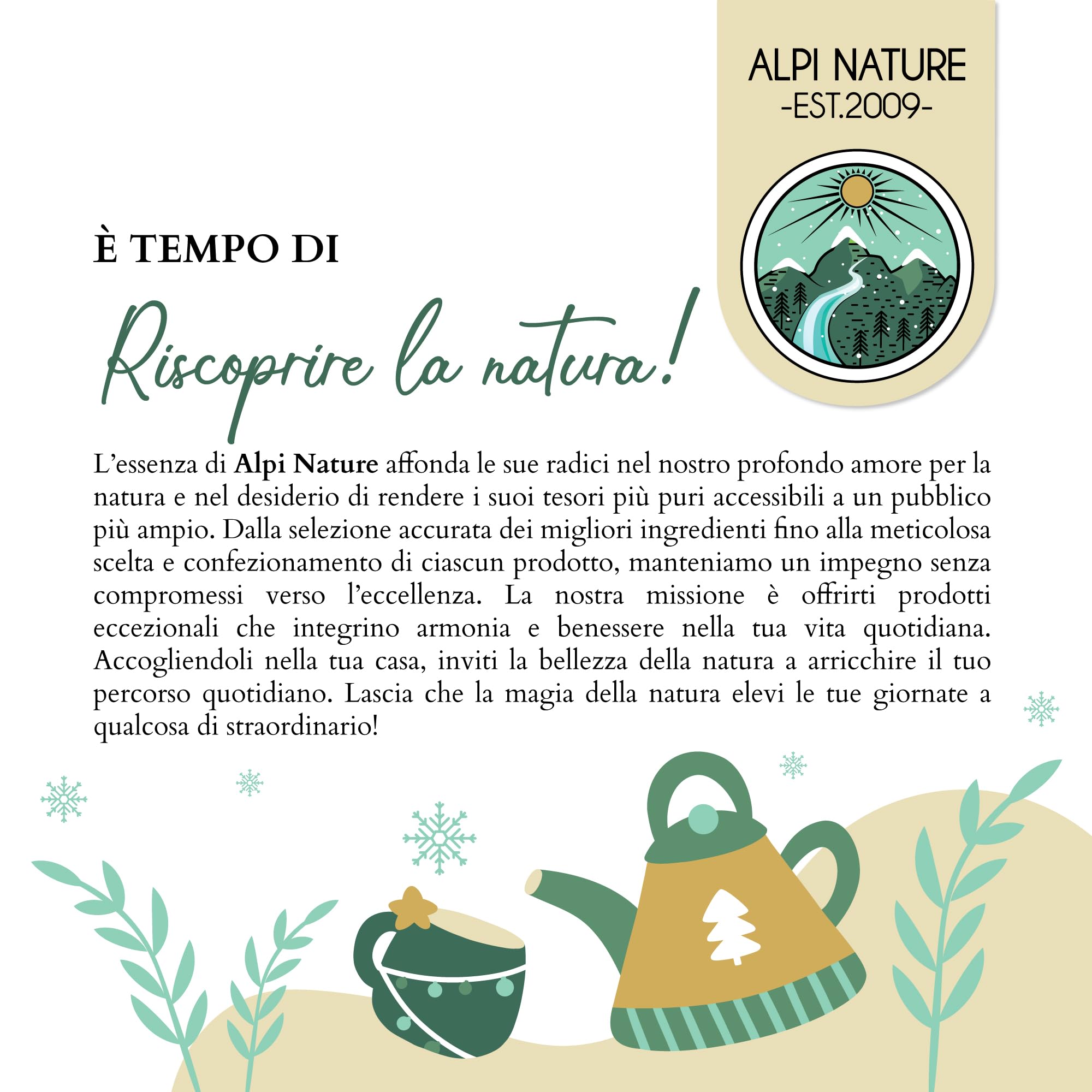 Alpi Nature Calendario Avvento 2025, Set Regalo di Tè di Natale, Calendario di Natale 2025, Selezione di 24 Tè Neri, Verdi, alla Frutta e alle Erbe, 24 Barattoli