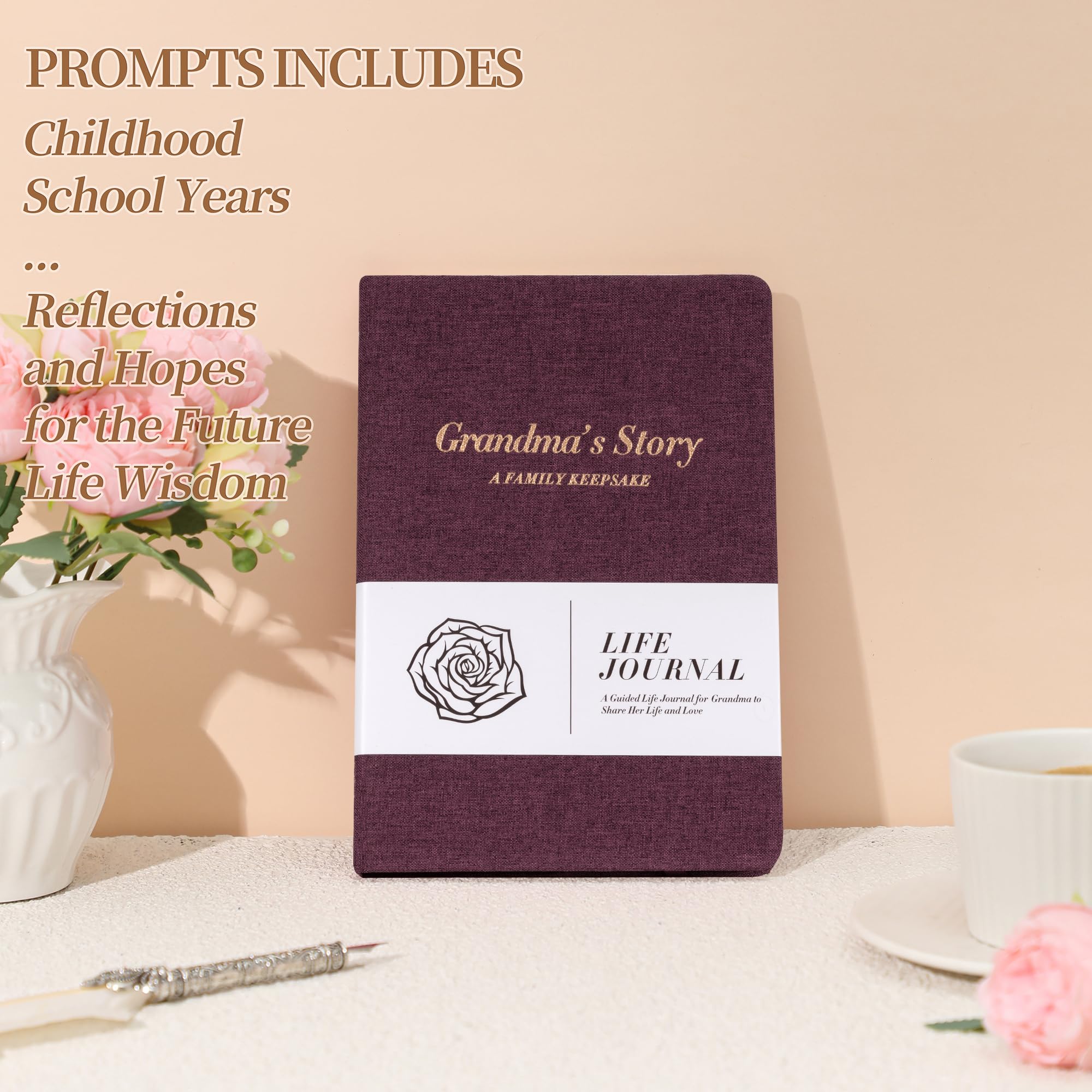 Diario della nonna, libro dei ricordi guidato da compilare per la nonna, diario dei ricordi legacy con domande rapide, regalo premuroso per la festa della mamma, compleanno, festa dei nonni o Natale
