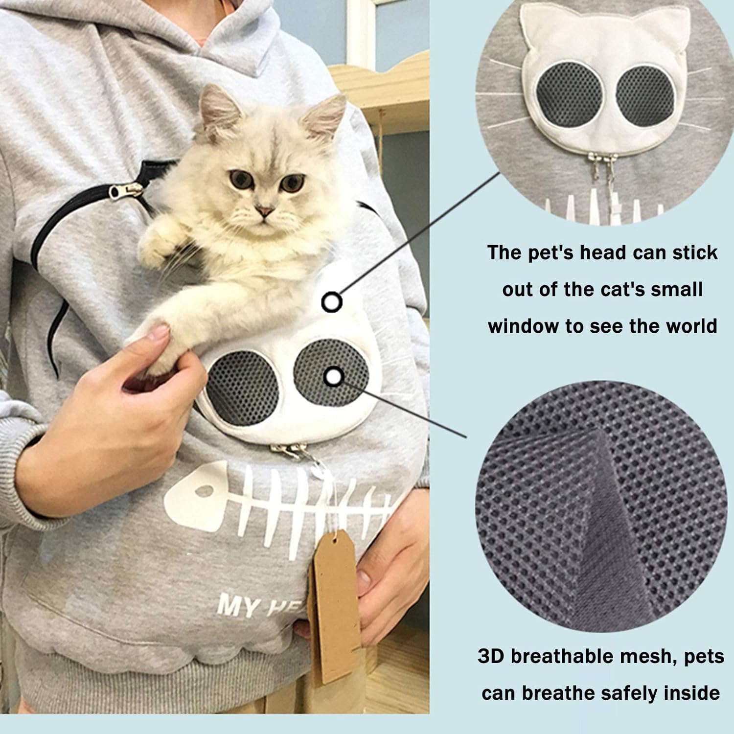 Pet Hoodies Pullover Sweatshirt Oversized Cat Hoodies Pet Holder Cat Dog Pouch Carriers Pet Kangaroo Sweatshirt Black S (Beige X)
