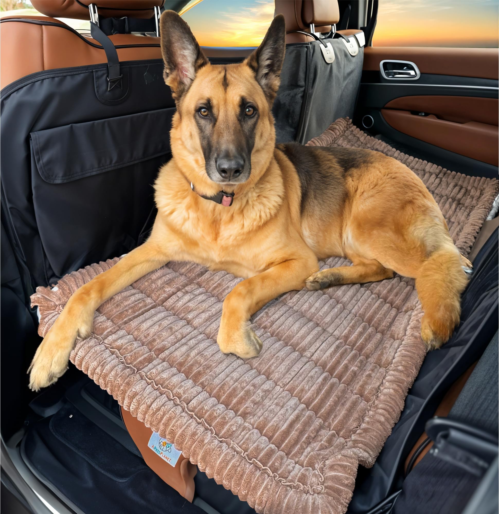 APetsPlanet Dog Bed for Car Back Seat Extender - Non-Slip Backseat Cushion for Dogs - Travel Plush Pet Mat Topper for Cars, Trucks, SUVs - Machine