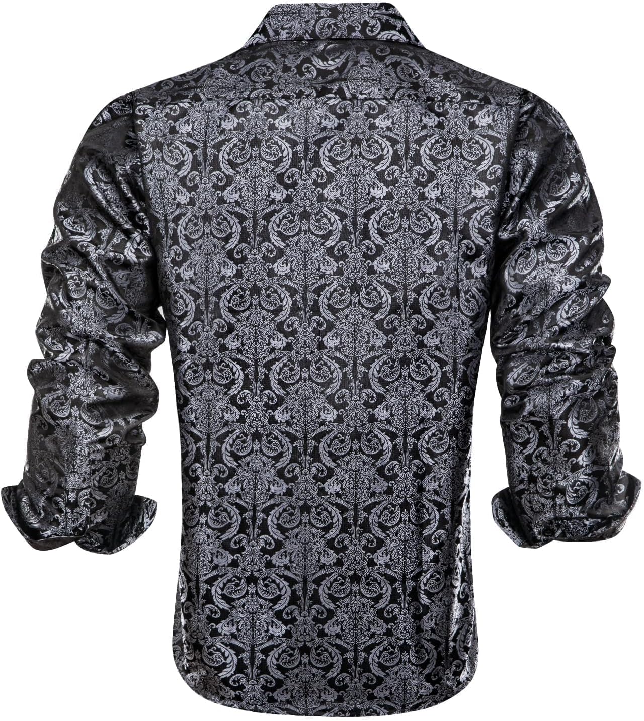 Hi-Tie Silk Mens Paisley Dress Shirts Casual Long Sleeve Button Down Regular Fit Shirts Formal Wedding Party Business - Image 4