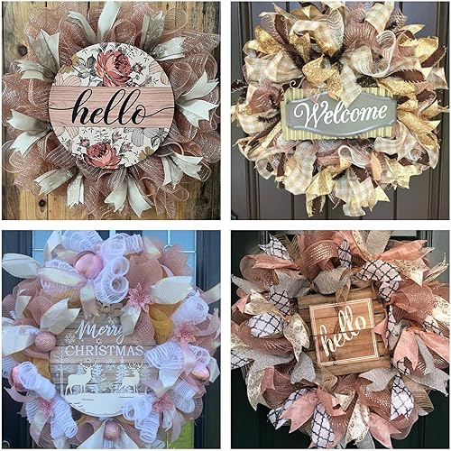 Miniatura 5 de Cinta de oro rosa para árbol de Navidad, cinta de malla de oro rosa, suministros de corona de malla decorativa, lámina metálica oro rosa, 2 rollos