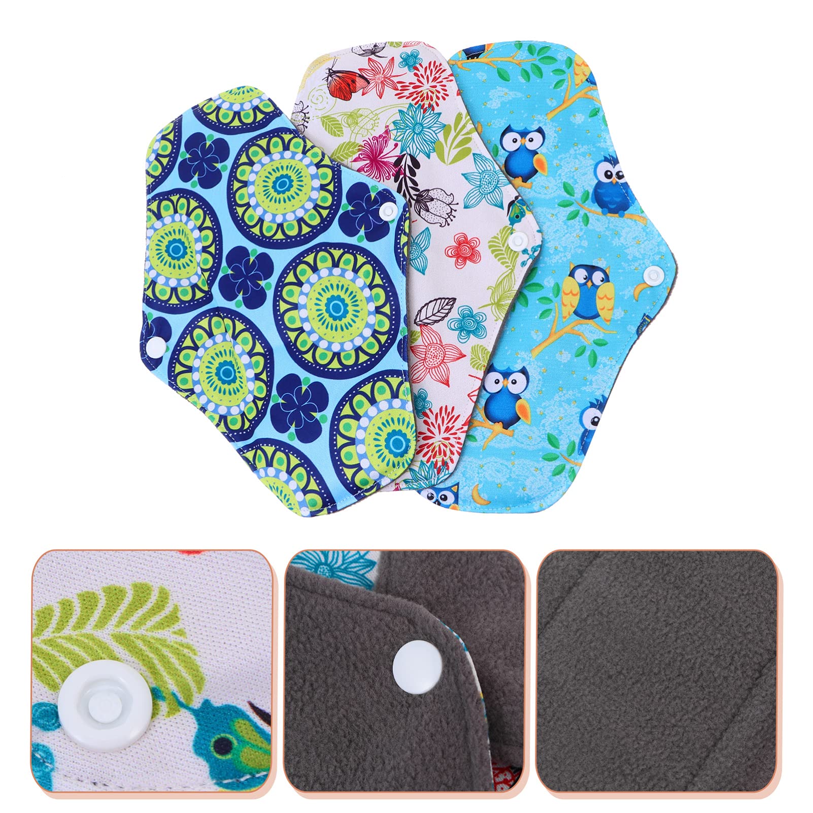 FRCOLOR 3 Juegos Toallas Sanitarias Reutilizables Compresas Con Alas Cuecas Menstruales Toallas Sanitarias De Tela Toallas Higiénicas De Tela Suministros De Enfermería Paño 3 Piezas * 3