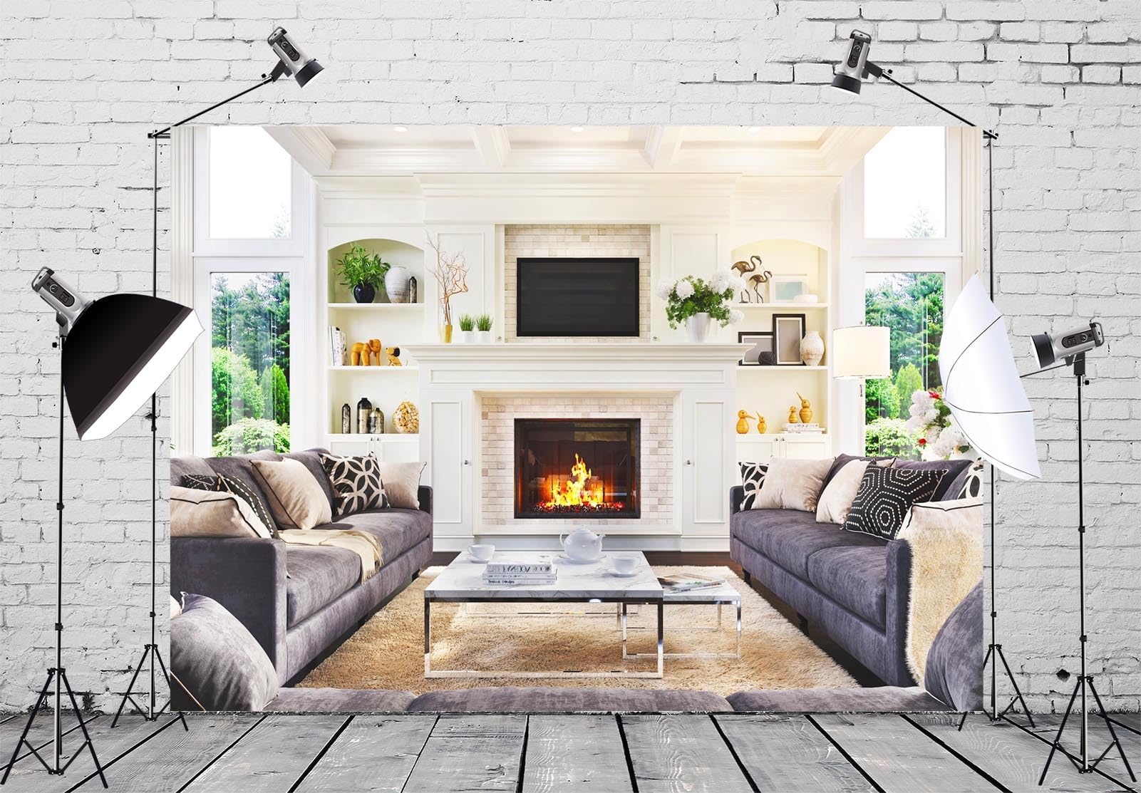 CSFOTO 10x7ft Window Backdrops For Photography Video Home Office Zoom Meeting Background Video Conference Living Room Backdrop - View #5