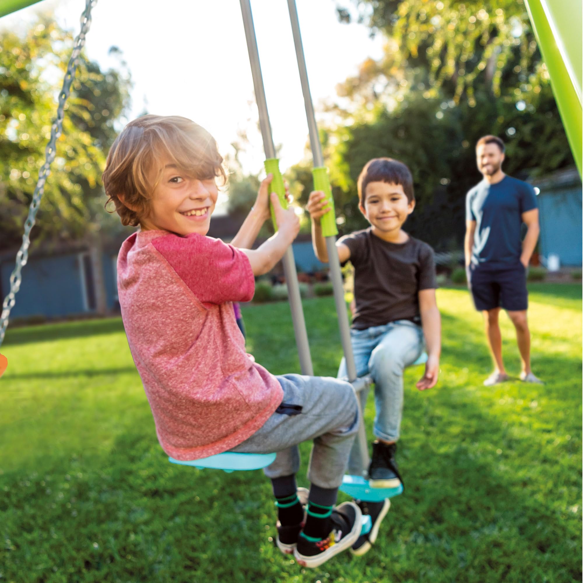 Intex Columpio de Metal con balancín Doble Plaza y Asiento, Regulable en Altura, hasta 144 kg, Columpios para niños 3-10 años, Juegos Exterior, Certificado CE (59000)