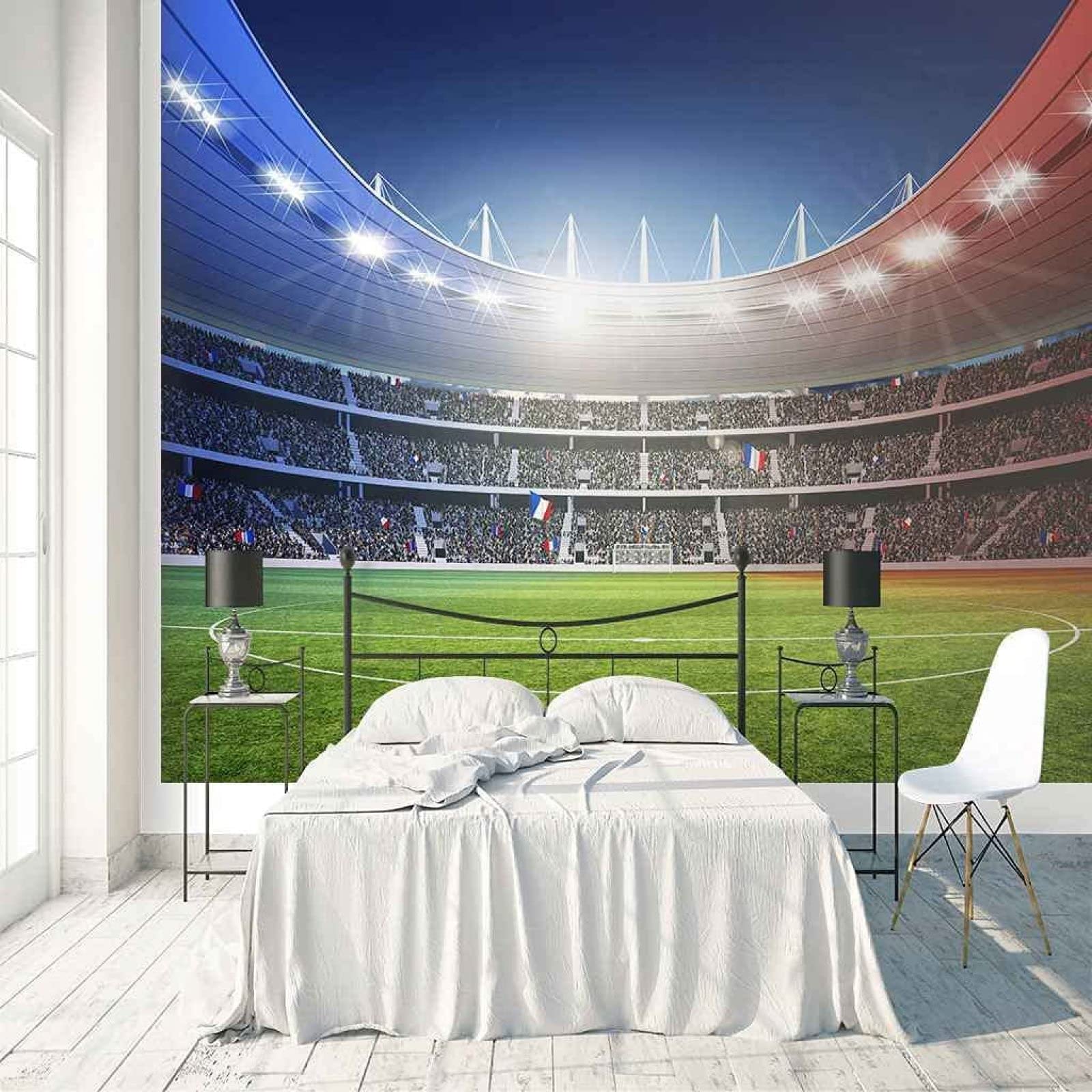 Adesivo da parete per campo da calcio verde Adesivo per soggiorno, camera da letto, cameretta, divano, de Carta da parati 3D Divano TV fotomurali poster murale Soggiorno camera letto-430cm×300cm
