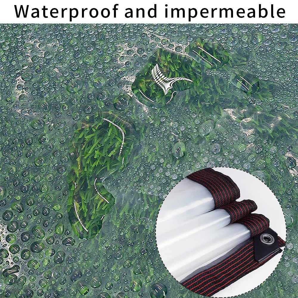 Lona Impermeable Transparente con Ojales,Plastico para Invernadero,Lona Impermeable Exterior,Lona de Plástico Transparente,PVC Resistente al Viento,para Plantas, jardín, Muebles(3MX4M)