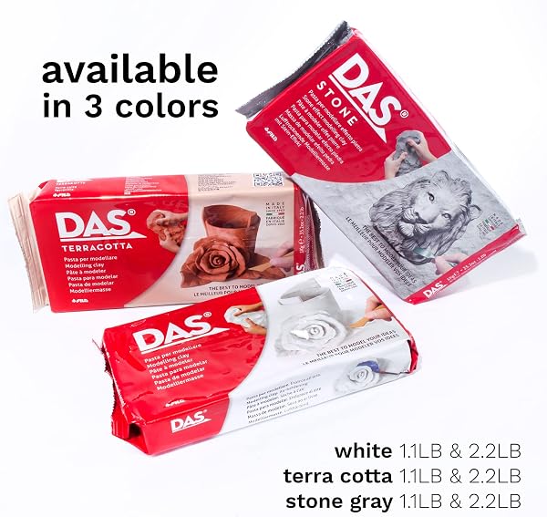 DAS Stone 1kg Air Hardening Modelling Clay, Non Bake, Ready To Use, Suitable for All Ages, For Professionals & Hobbyists Stone 1000g - 1