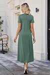 KILIG Womens 2026 Summer Casual Short Sleeve Crewneck Dresses Pleated Flowy Beach Vacation Maxi Dress with Pockets