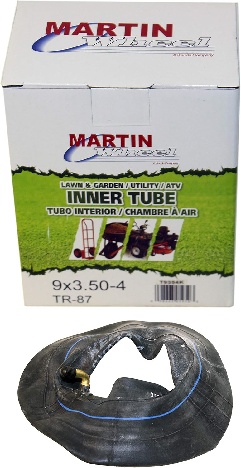 Kenda 9x3.50-4 TR-87 Metal Bent Stem Inner Tube: Utility Carts, Lawn Mowers, Zero Turn, Yard Carts (4)