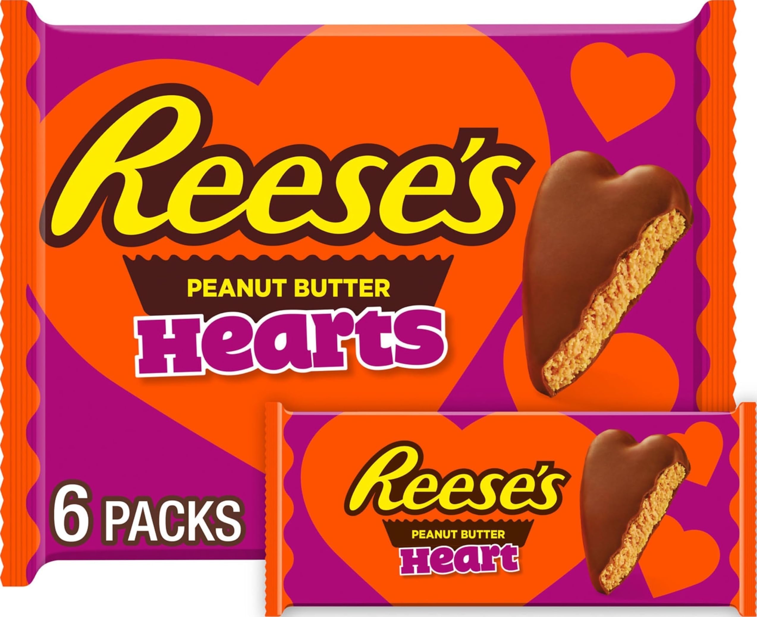 Milk Chocolate Peanut Butter Hearts, Candy Packs, 1.2 oz (6 Count)