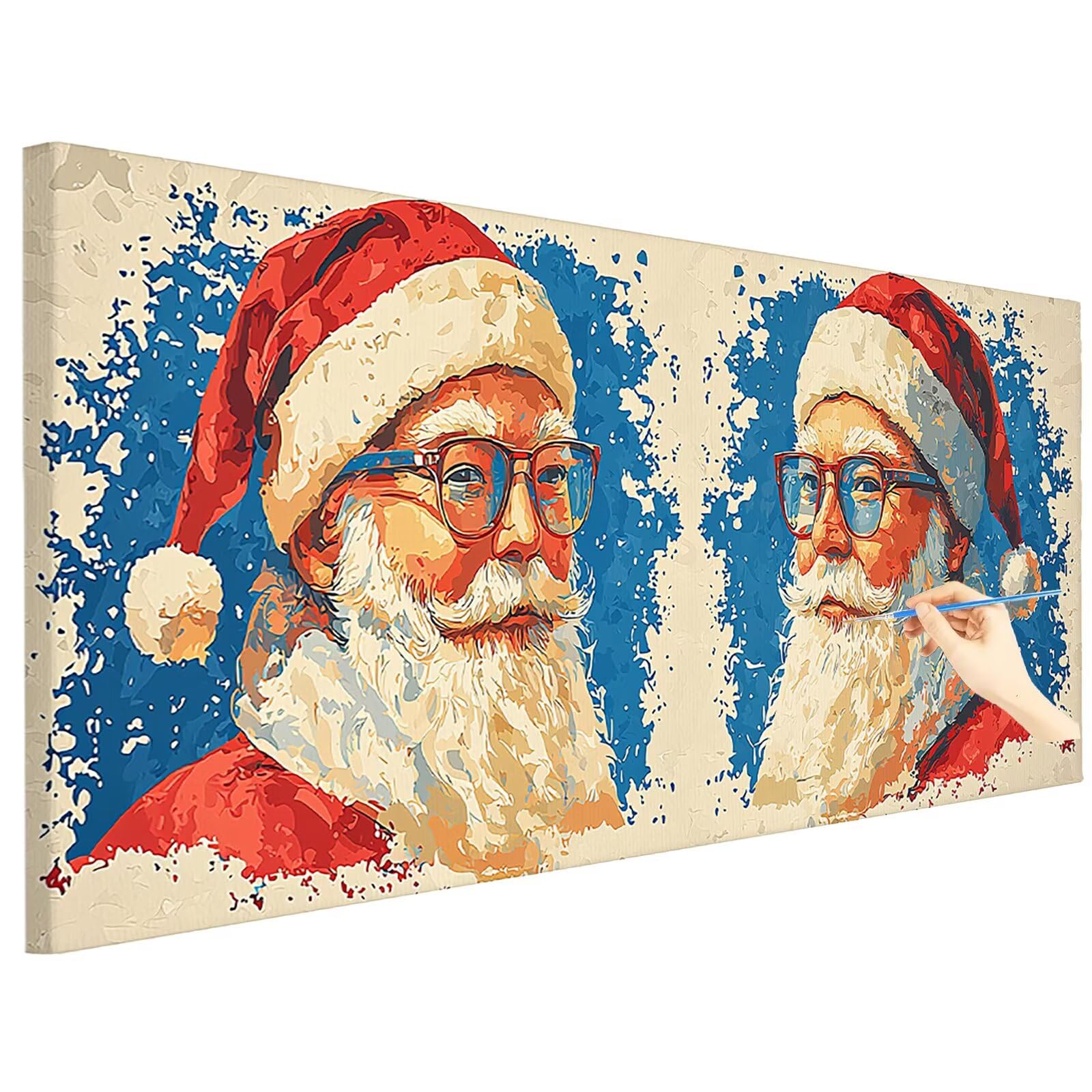 Maluj według numerów dla dorosłych Boże Narodzenie 120x50cm XXL Malowanie według numerów Dorośli Retro Kit, DIY DIY Kit Malowanie według liczb Zawiera pędzle i Pigment Akrylowy Prezent Kobieta