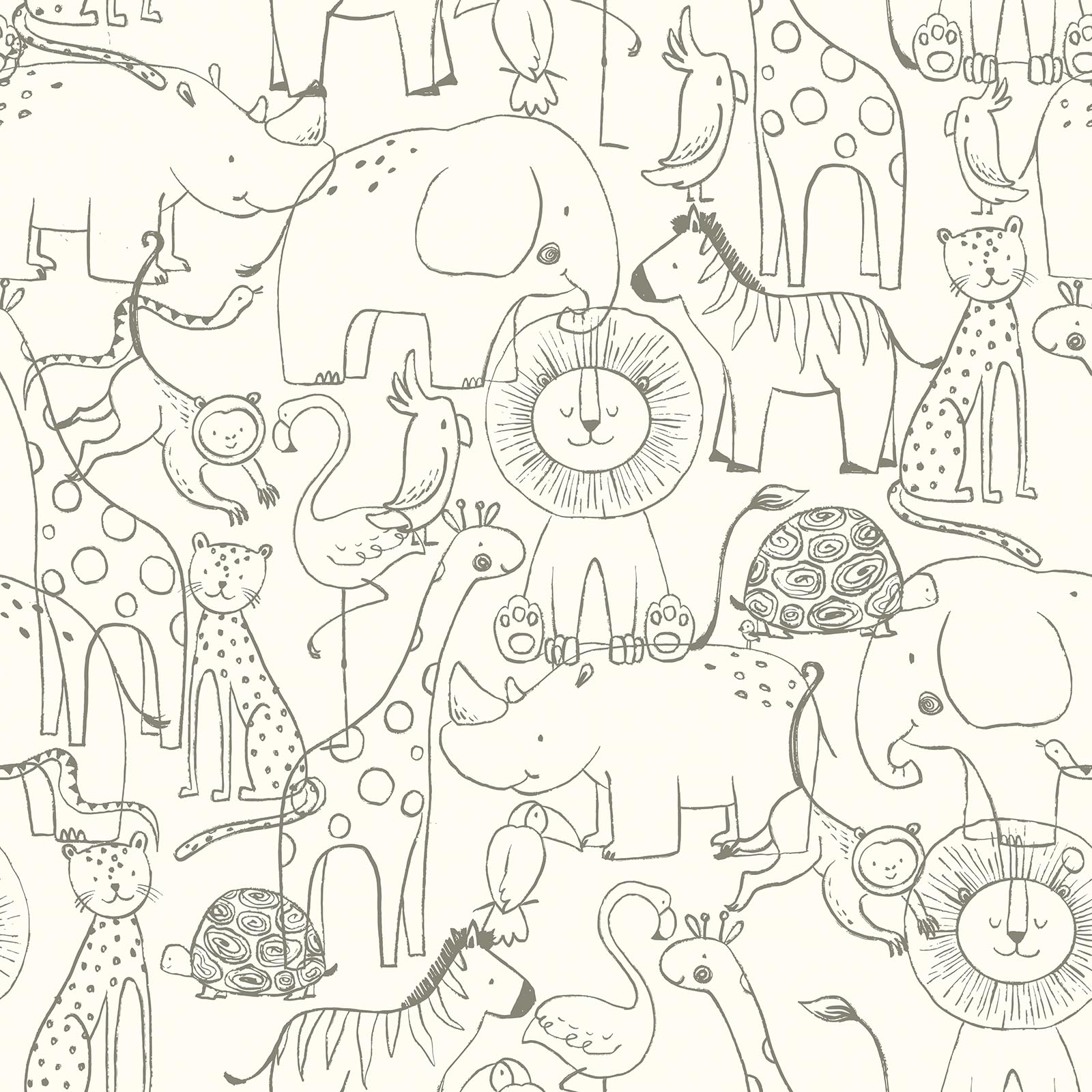 Livelynine Papel Pintado Pared Infantil Animales 44.5CMx7M Papel Adhesivo Pared Beige con Dibujos Animales Zoológico Dormitorio Infantil Neutro Vinilos Adhesivos para Muebles Infantiles Niña Niño