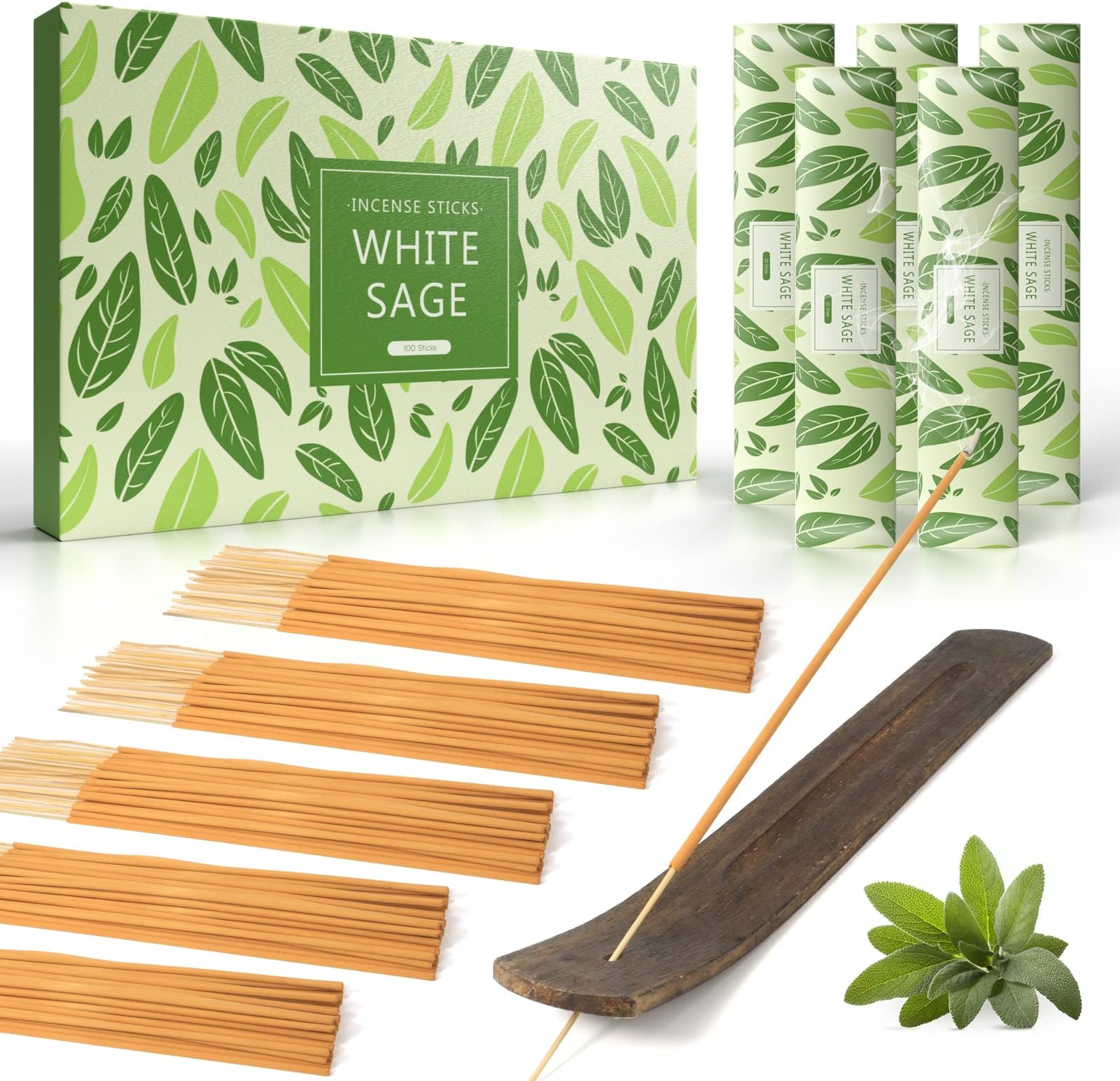 Incense, Incense Sticks, Incense Sticks Variety Pack, Incense Sticks Gift Set, 100 Insense Sticks with 1 Holder White Sage Scent