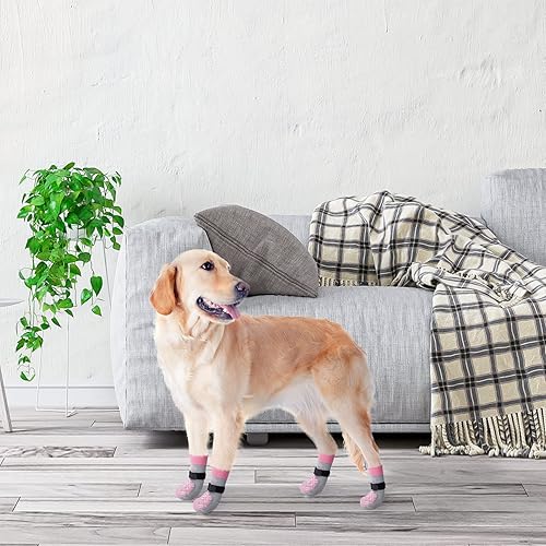 Miniatura 6 de BEAUTYZOO Calcetines para perros para evitar lamer suelos de madera dura, calcetines para perros pequeños, medianos y grandes, control de tracción