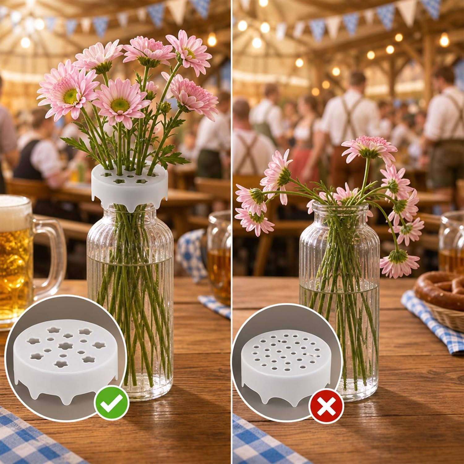 Silicone Flower Arranging Grid, Water Proof & Reusable Stretch Flower Arranging Grid, Clear Flexible Vase Buddy Reusable Silicone, Silicone Vase Grid for Outdoors and Indoors Easy Vase Arrangement