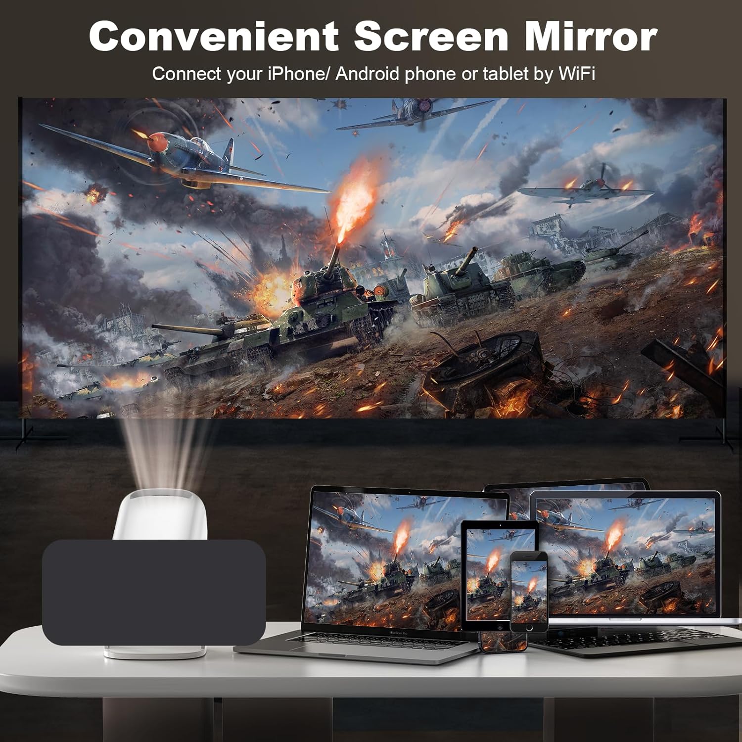 New P30 Retro Game Console with Projector，4K HD Portable Projector with 36000+ Games，Plug and Play TV Video Game Stick，Smart Projector with 2.4g Wireless Controllers，Android TV 11.0, WiFi