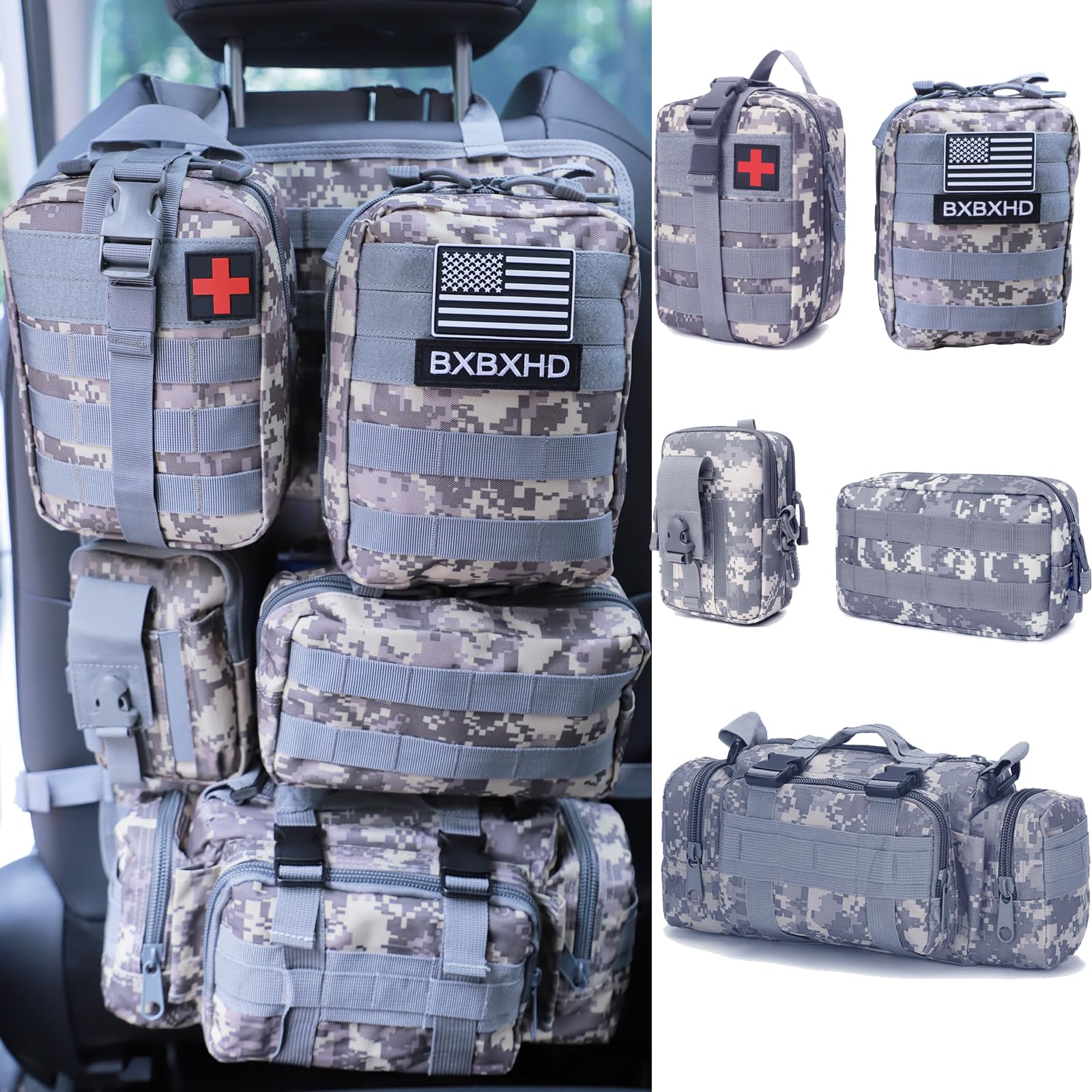 Organizador táctico universal para asiento trasero de coche, con 5 bolsillos desmontables para coche, camión, Ford Jeep (ACU)