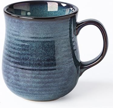 21oz Large Coffee Mug, Ceramic Coffee Cup for Men and Women, Big Tea and Coffee Mug for Office and Home, Microwave and Dishwasher Safe Blue Green