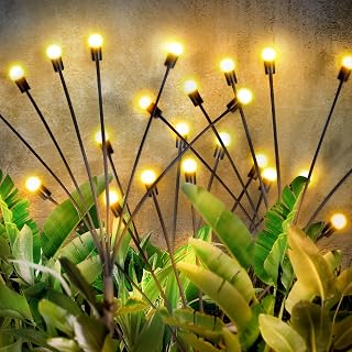 Solar Lights Outdoor Waterproof, 4 Pack Firefly Lights Outdoor Solar, Wind Dancing Solar Lights, Solar Garden Firefly Lights for Yard Lawn Pathway Garden Patio Decoration(Warm White)
