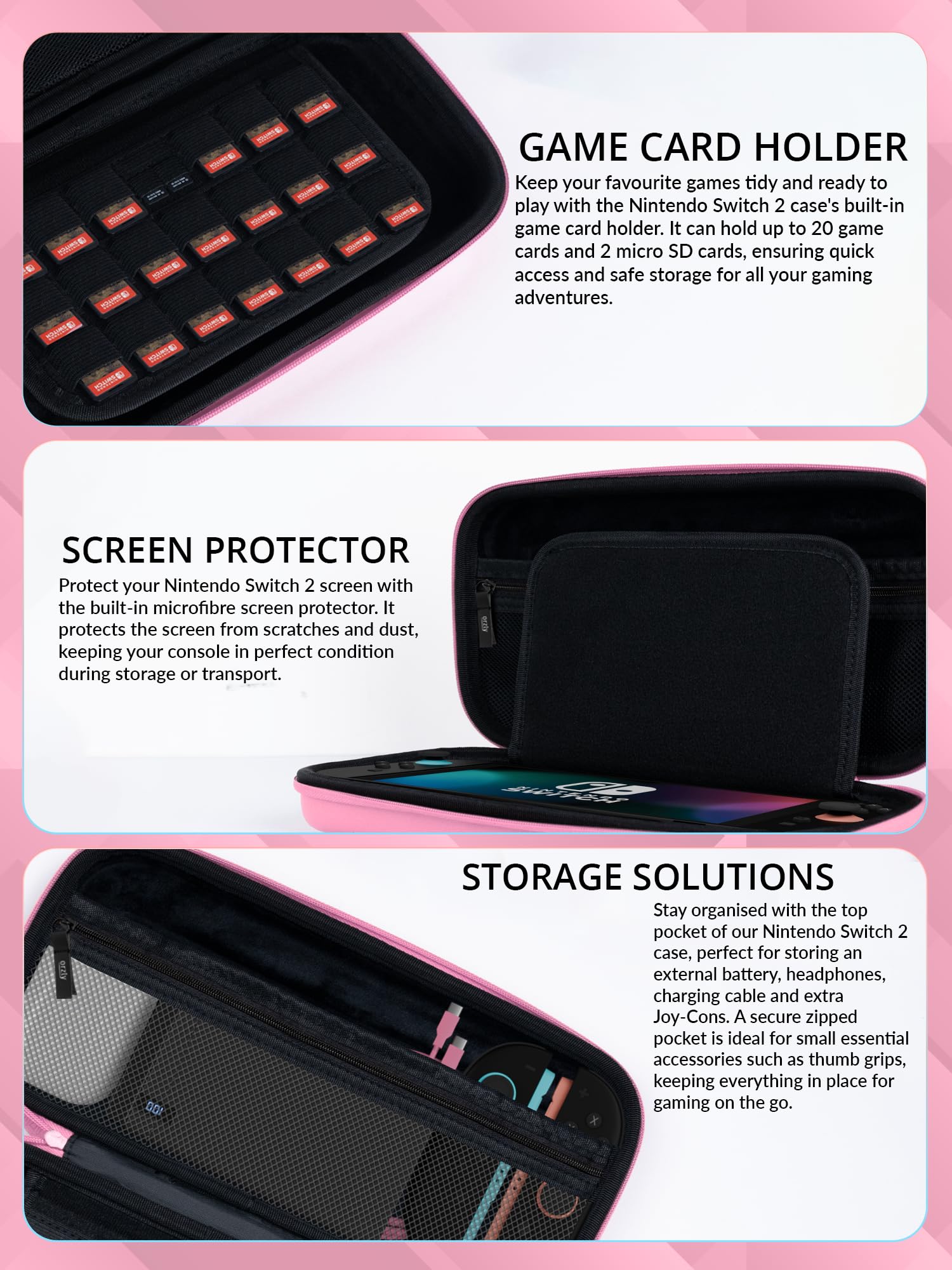 Pack Accessoires Switch 2 – Étui Protection + Protecteurs d’Écran Switch 2 (2025) USB-C Charge Câble Carte Jeux Holder Grip Confort Écouteurs Edition Coffret Cadeau