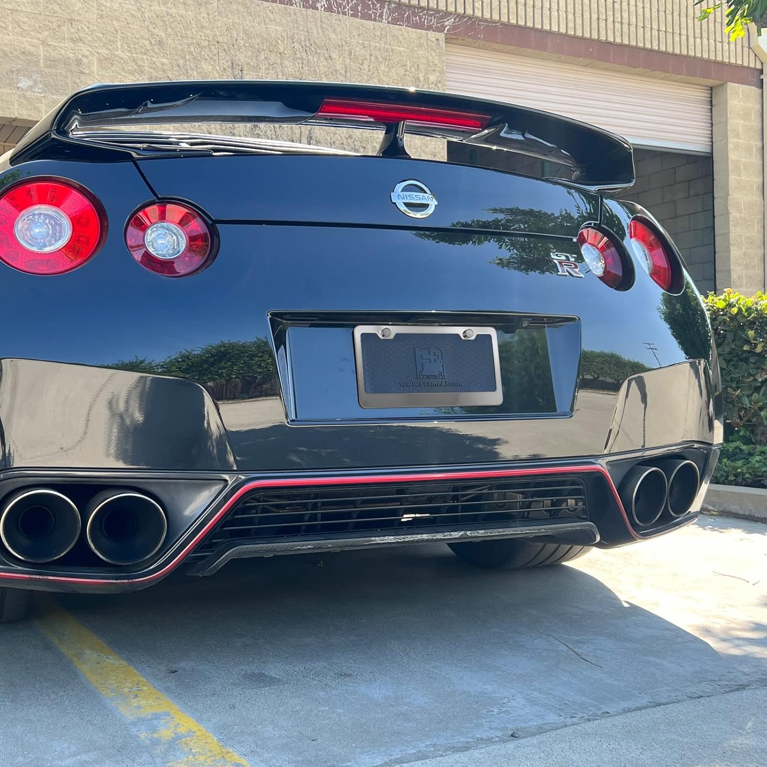 T304 Stainless Steel License Plate Frame Black Chrome Gun Metal Gray Electroplating Universal Fit Aluminum Screw On Cap Cover, Rust Proof Stainless Steel Screws Silicone Back Guard (Qty: 1 Frame)