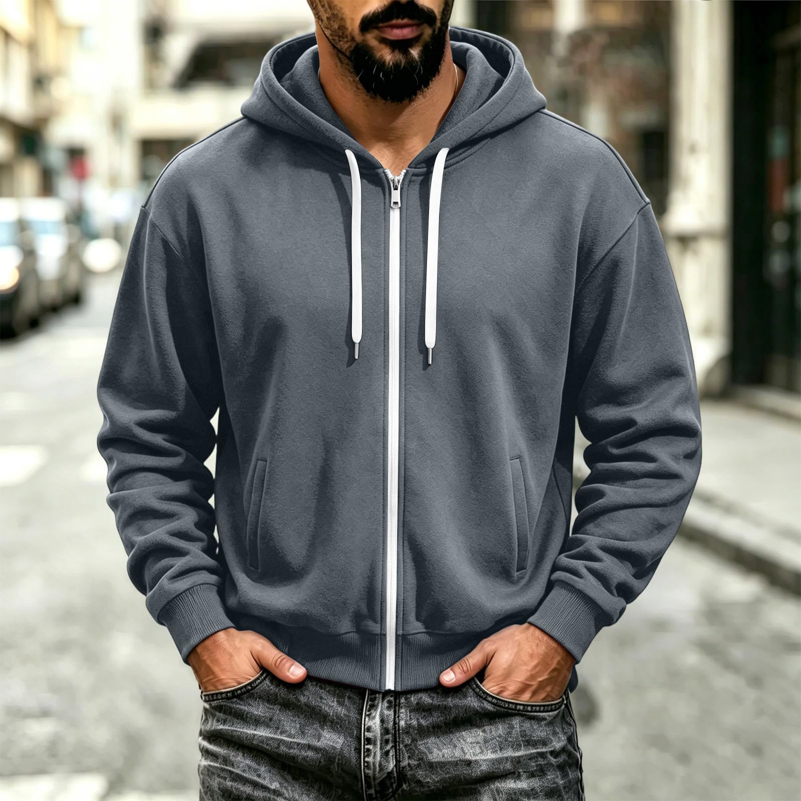 Sweatjacke Herren Kapuzenjacke Hoodie mit Reißverschluss Bequeme Übergangsjacke Winter Kapuzenpullover Trainingsjacke Einfarbig Sweatshirt Streetwear Sportjacke Lässig Mantel Sweatshirtjacke