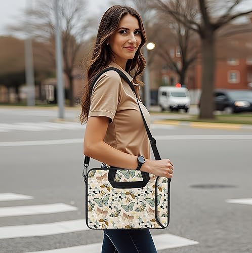 Miniatura 2 de RICHEN - Bolso bandolera para portátil de 17 pulgadas con asa, compatible con portátiles de 15.6/16/17/17.3/17.4 pulgadas (Deseos de mariposas,