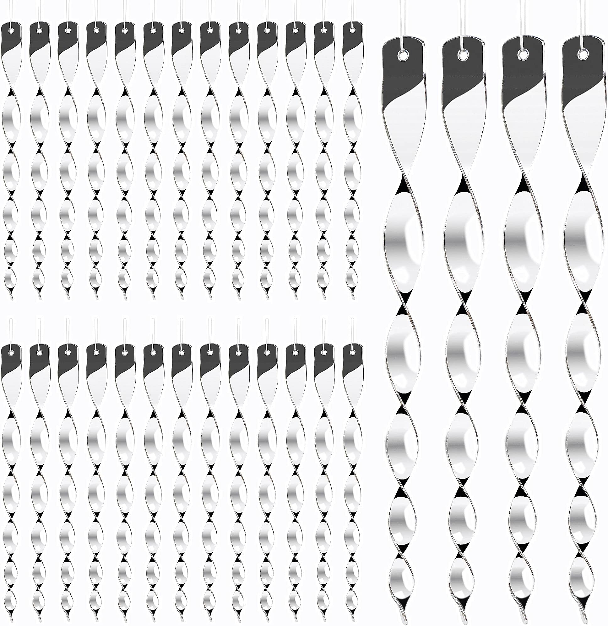 Hausse 30 Pack Bird Deterrents for Outside, Bird Repellent Hanging Silver Plastic Reflectors Scare Rods, Garden Decorative Reflective Scare Birds Away, Like Woodpeckers, Pigeons and Geese