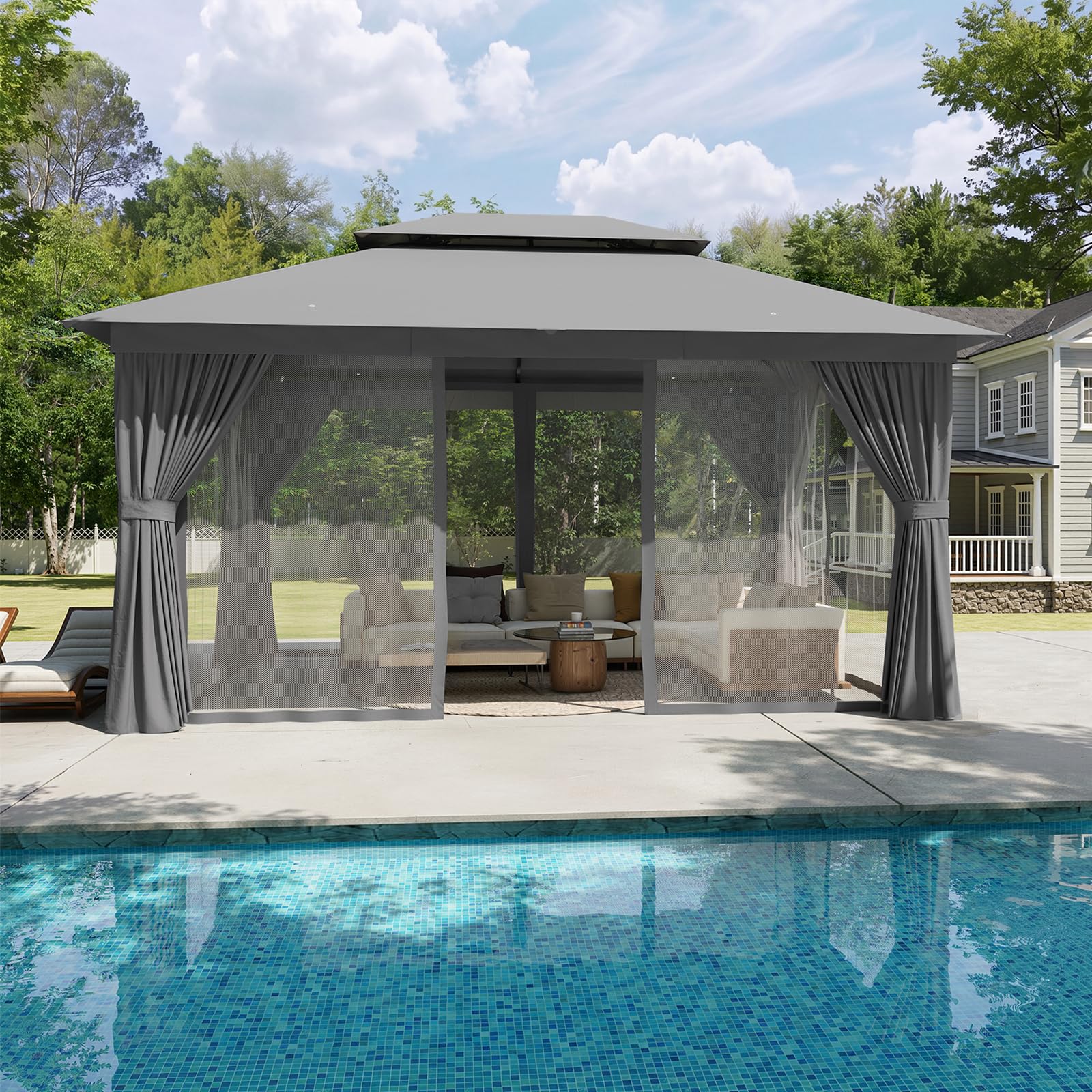 Best Free Standing Patio Covers 2026: 5 Gazebo Options Rated 2 Aoxun 12x10 Gazebo Metal Frame Canopy Tent, Gray — product photo