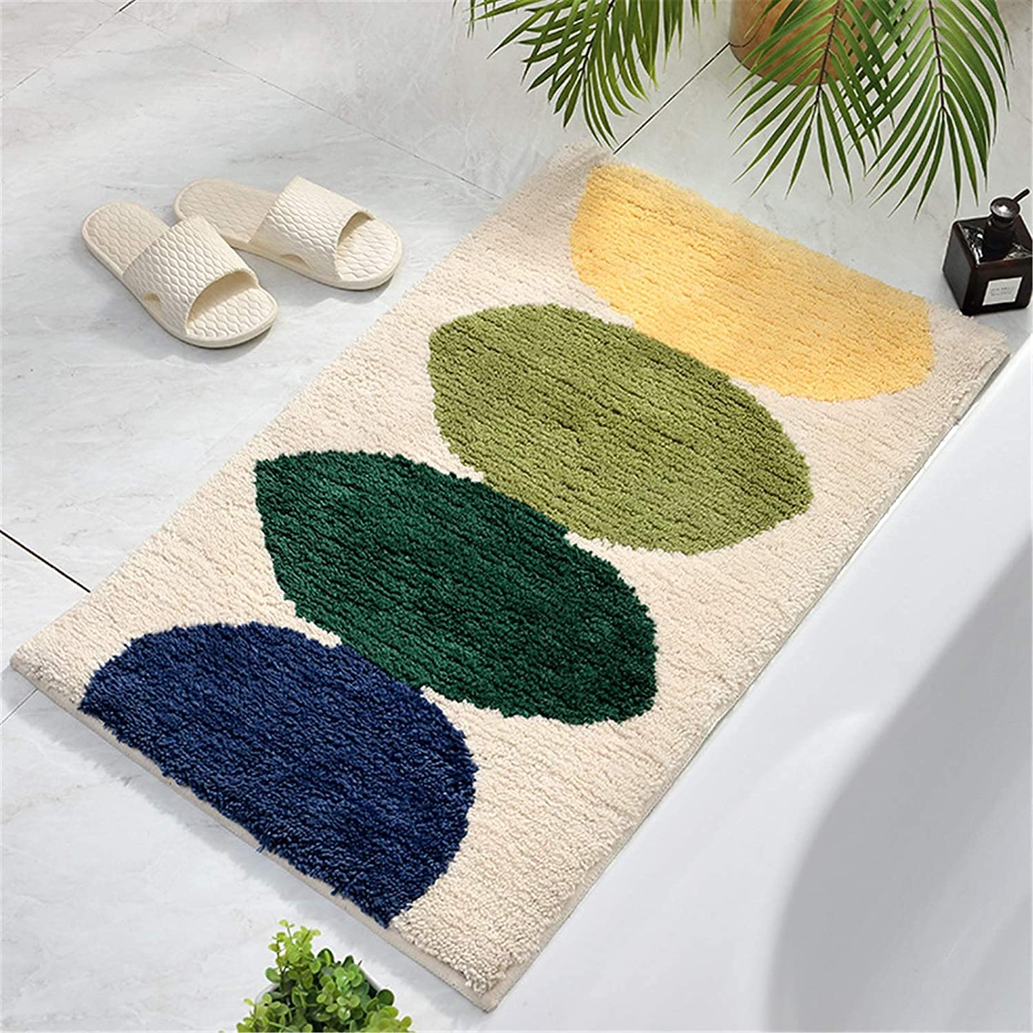 PAASHE Tappeti da Bagno Moderni Antiscivolo Stile Tappeto da Bagno Stile Tribale tappeti a Microfibra per Vasca Doccia per Bagno Vasca da Bagno Kichen (Color : Green, Size : Small)