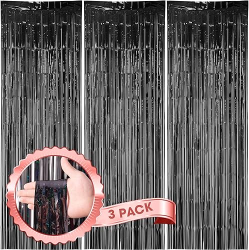 Miniatura 9 de Cortinas de fondo de flecos de papel de aluminio, decoraciones de fiesta de cumpleaños, graduación, baby shower, revelación de género, discoteca, 3