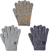 TAGVO 3 Pairs of Winter Children's Gloves, Warm Knitted Gloves, StretchyMittens Gloves for Boys and Girls, Full Finger Gloves for Children Aged 4 to 6 Years, 3 colours