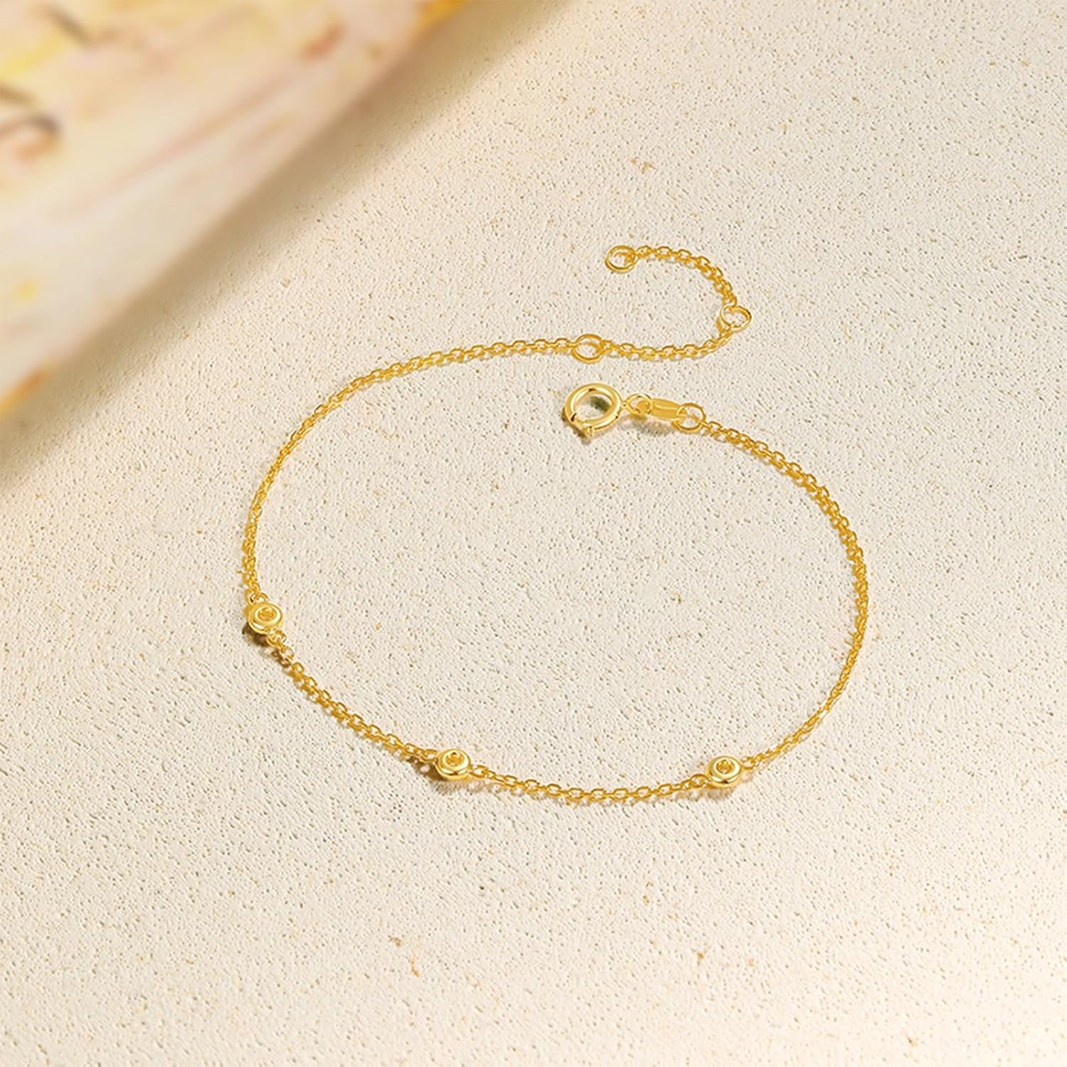 18K Solid Gold Bracelet for Women, Real Gold Bracelet Dainty Diamond Jewelry Fashion Yellow Gold Chain Bracelet for Mother Lovers Girlfriends Gifts