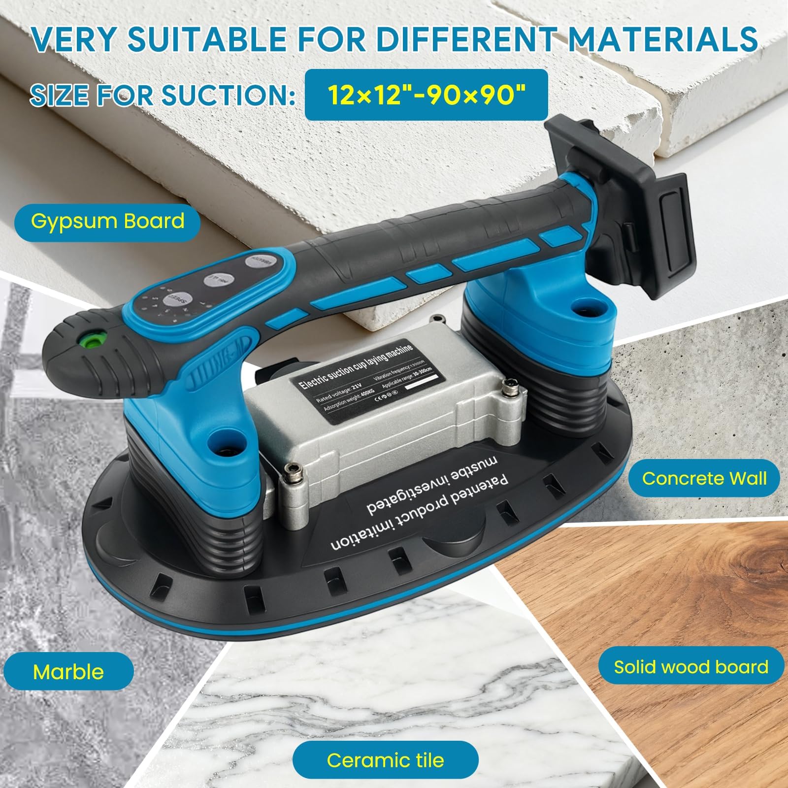 Tile Vibration Tool For Makita 21V Battery – 400kg Suction, 6 Speeds Up To 28000rpm, Handheld Tile Leveling Machine For Laying Floor/Wall Tiles (Battery Not Included)