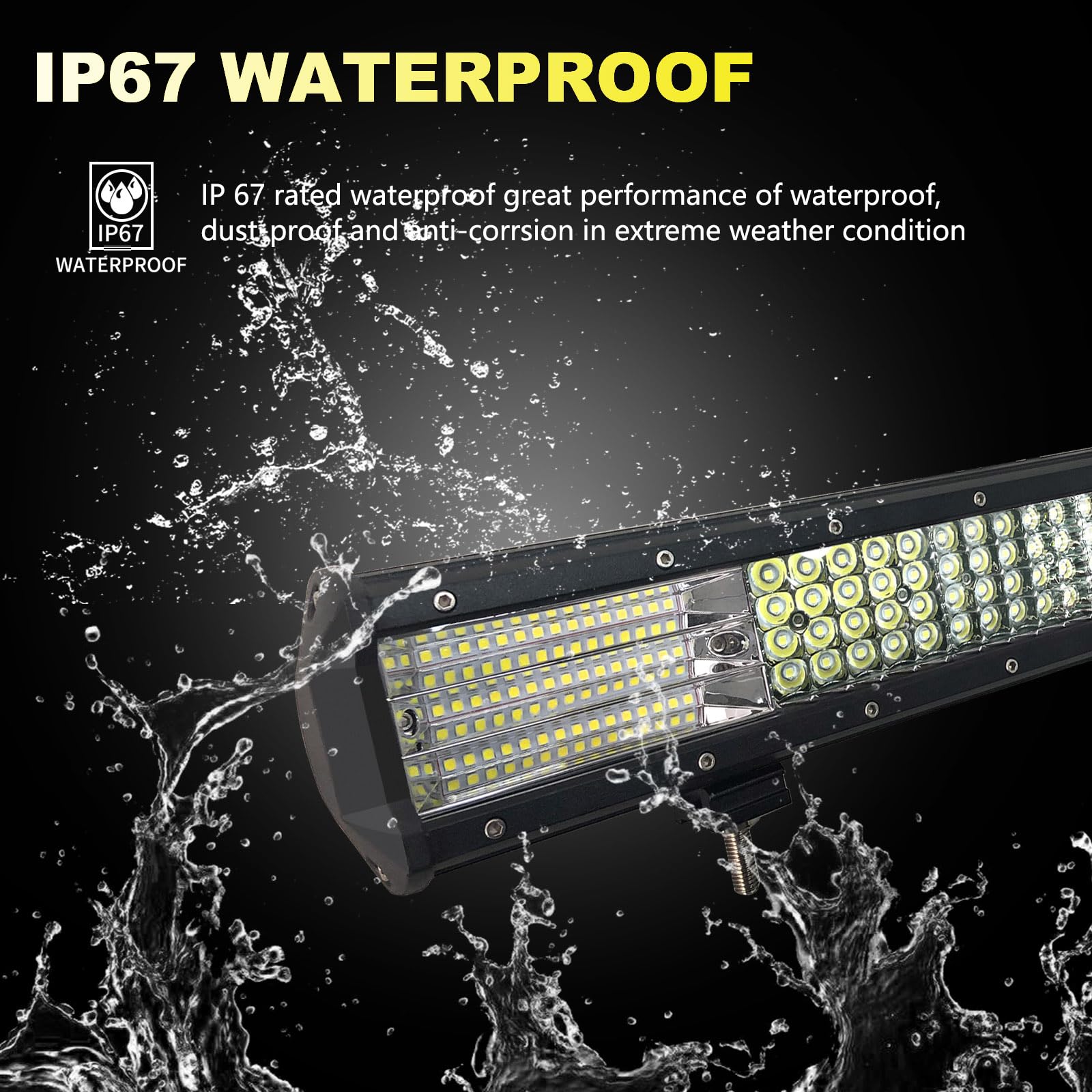 AUXTINGS 20 Pouces 50 cm 510W LED Barre d'éclairage avec 12V stroboscopique Faisceau de câblage kit,4 rangées Spot et Inondation Barre Lumineuse pour Offroad Véhicules Voiture camions SUV 4x4,6000K