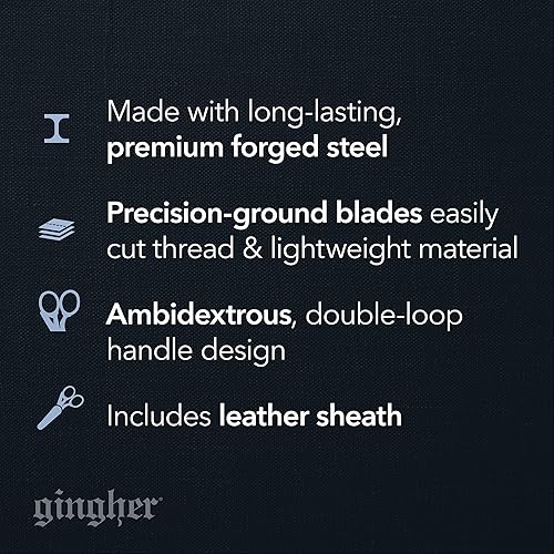 Miniatura 14 de Gingher - Tijeras de tela dentada de 8 pulgadas con funda protectora, tijeras de acero inoxidable de 8 pulgadas, tijeras de tela afiladas con borde