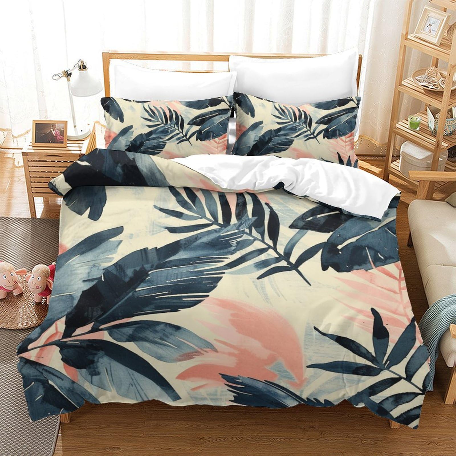 Housse de couette antibactérienne 3 pièces 200x200cm pour lit double enfant avec fermeture éclair