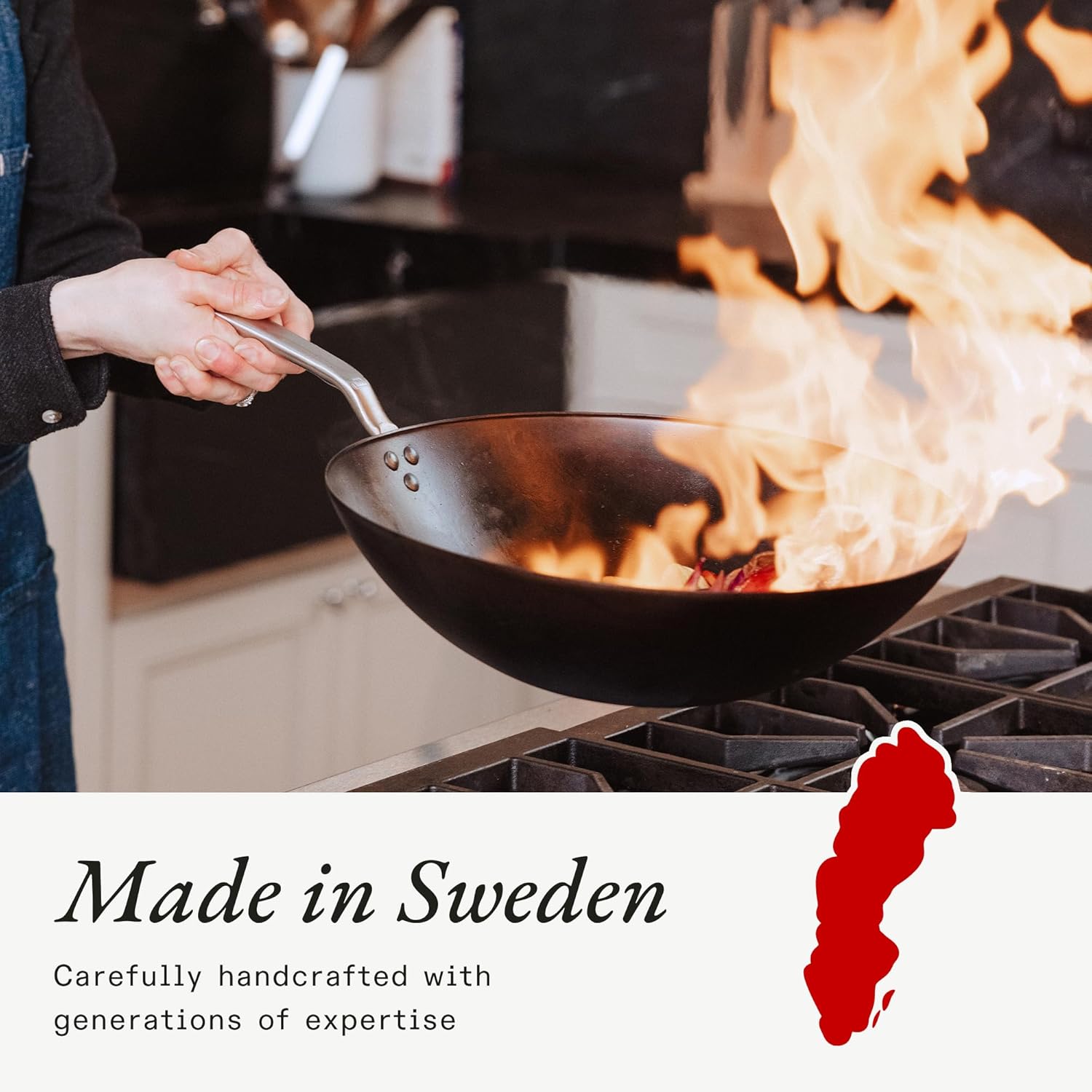 Made In Cookware | Seasoned Carbon Steel Frying Pan Set | Includes Frying Pans and Wok - (Like Cast Iron, but Better) | Professional Cookware | Crafted in Sweden | Induction Compatible