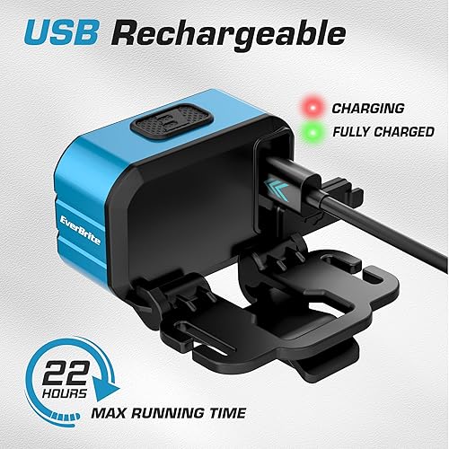 Miniatura 7 de EverBrite Linterna frontal LED recargable, solo 1.59 onzas ultra ligera con clip para sombrero, IP67 impermeable, luz blancarojaverde, 7 modos para