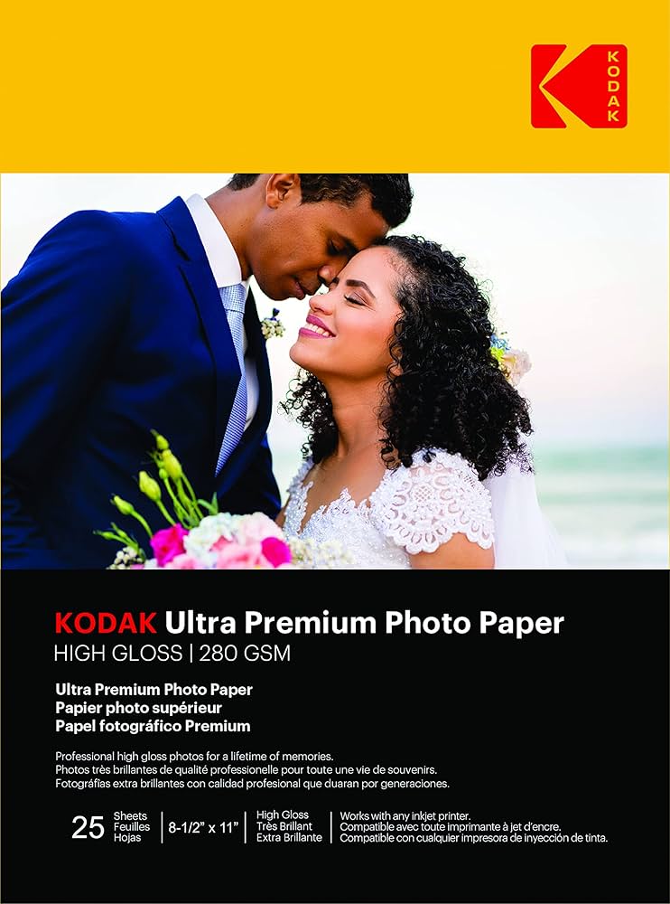 Kodak Premium Photo Paper, 8.5 mil, 8.5 x 11, Glossy White, 50PK