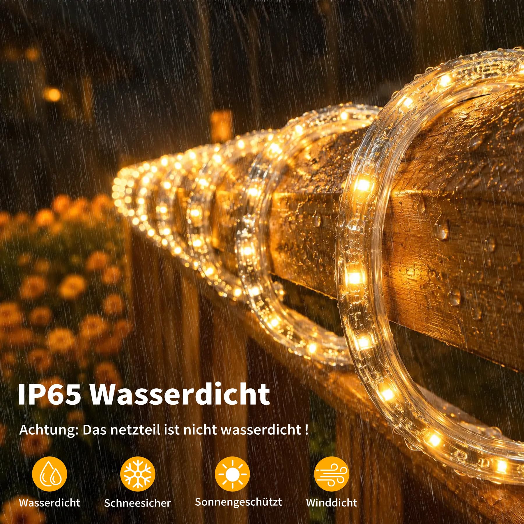 LED Lichterschlauch Außen 12M 432 LEDs IP65 Warmweiß Wasserfest