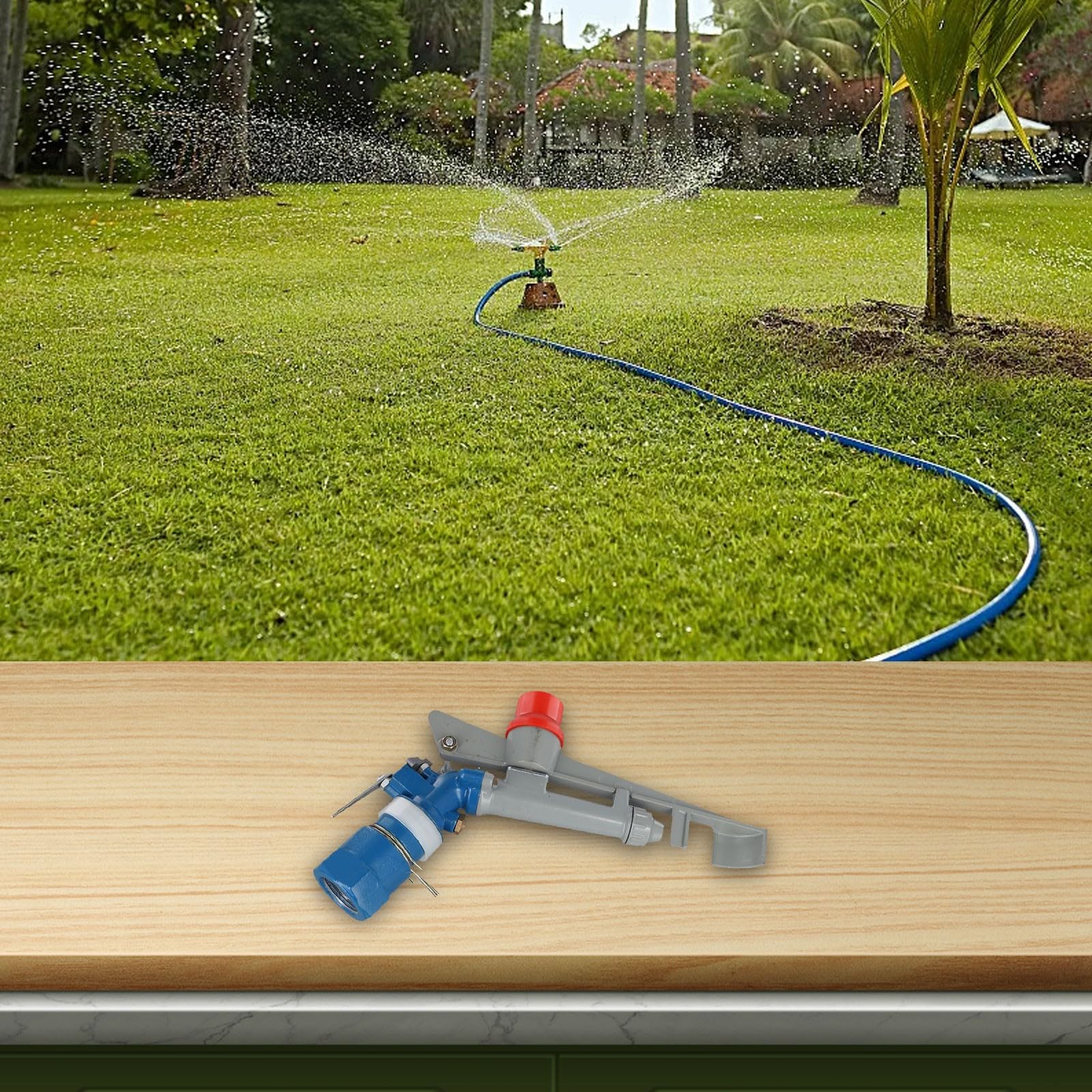 Pistolet d'arrosage réglable en alliage de zinc à 360° pour pelouse, jardin et arrosage agricole - Filetage 1" - Rayon de pulvérisation 35-40 m, débit 4,0-4,63 m³/h