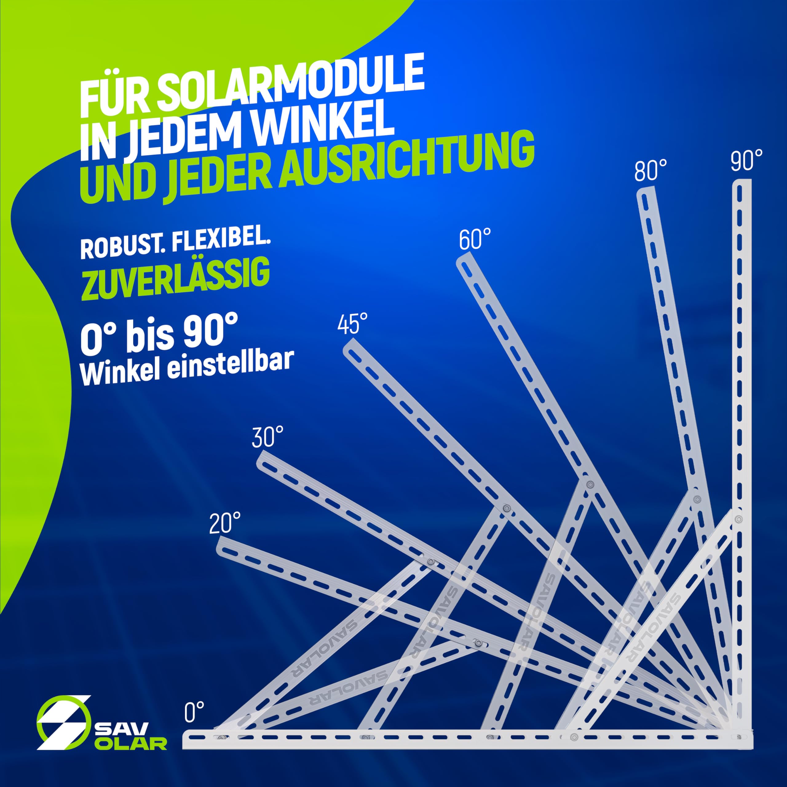 Lot de 2 supports de panneau solaire pour centrale électrique de balcon jusqu'à 117 cm (46 "), angle réglable de 0 à 90°, supports d'inclinaison robustes pour centrale de balcon (2 jeux de