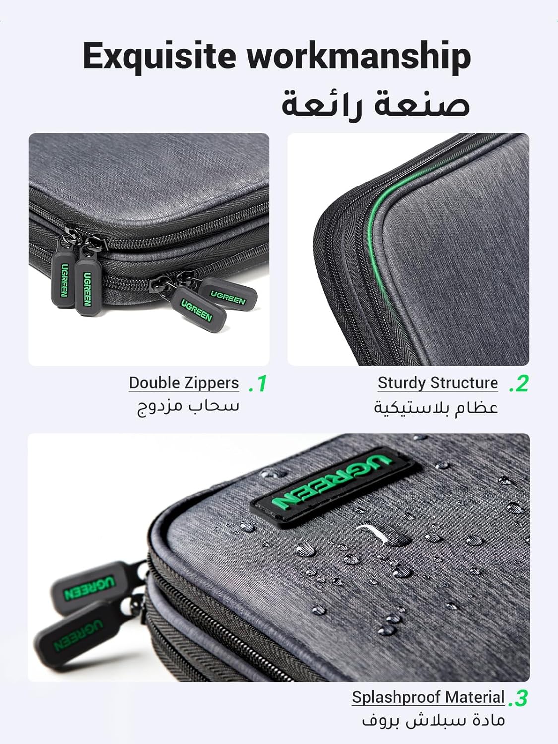 حقيبة UGREEN تنظيم إلكترونيات للسفر بطبقتين – منظم...